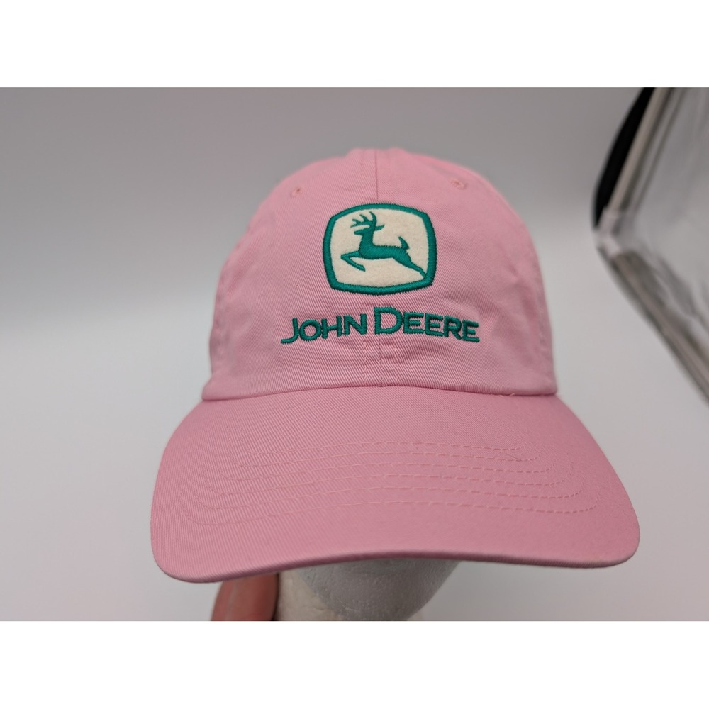 John Deere Pink Cotton Adjustable Baseball Cap Hat Embroidered Logo Mpc